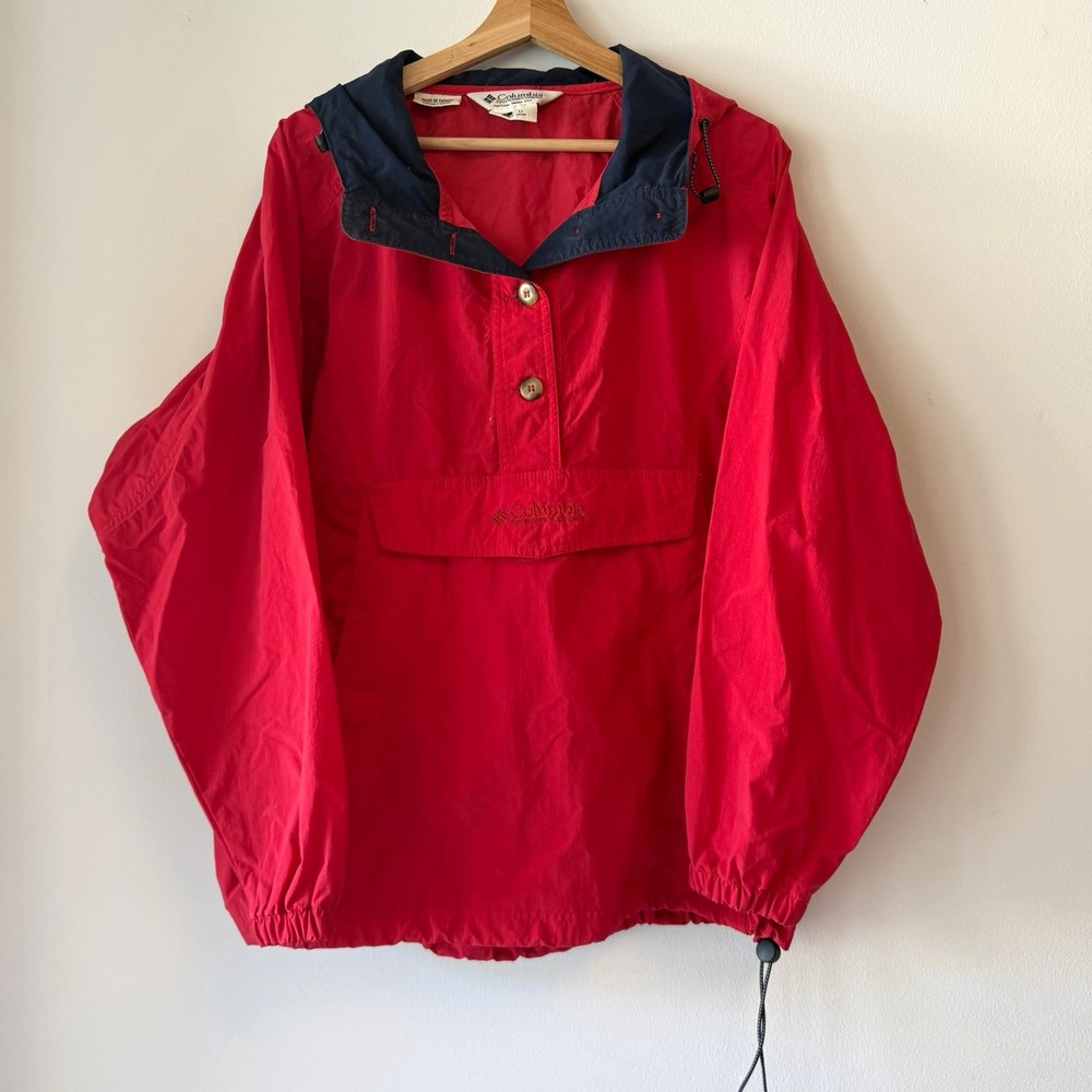 Vintage 90s Columbia Cottonwood Pullover Anorak Jacket Red Women's Sz L Gorpcore